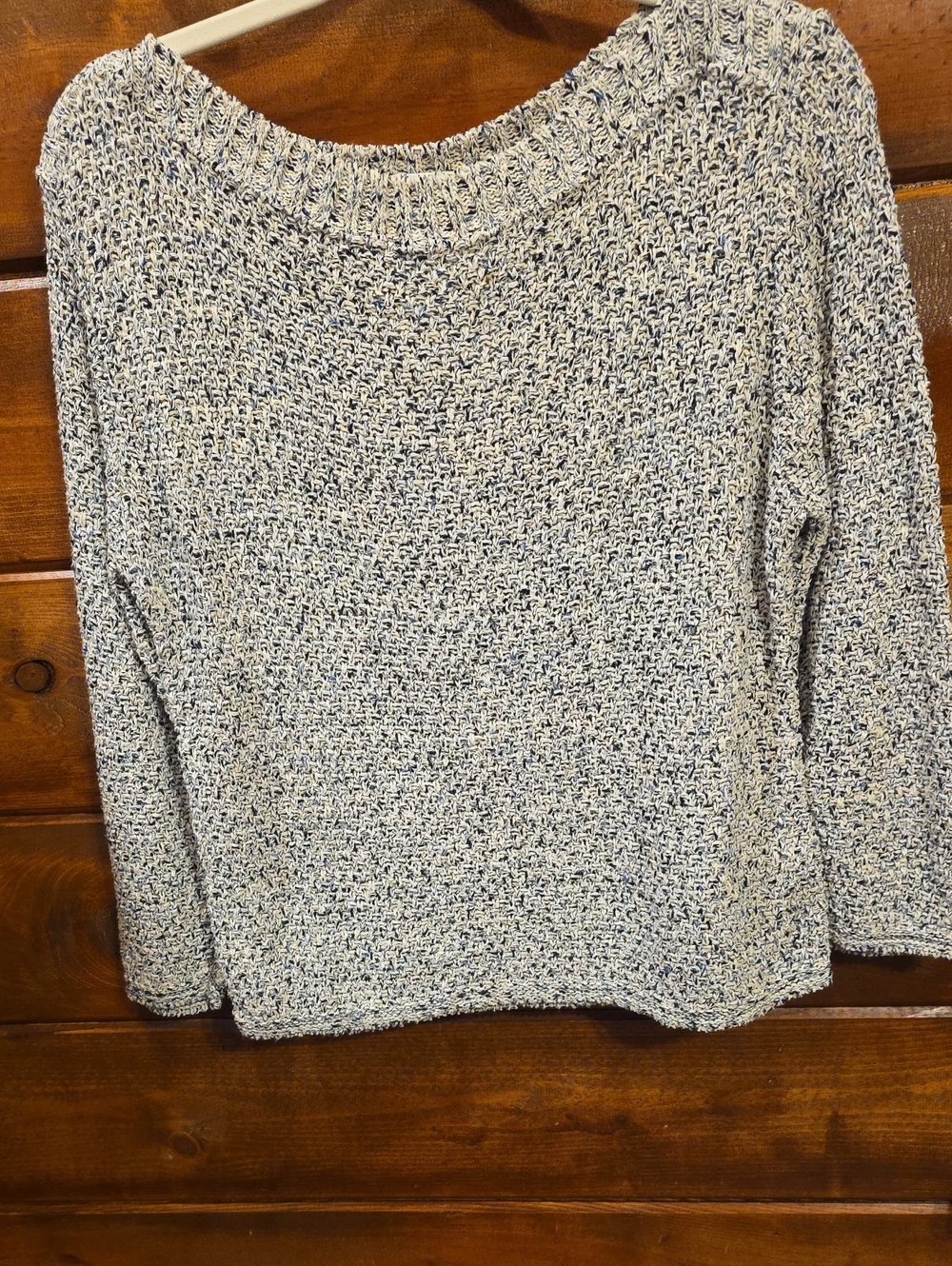 A Knitch Above Marled Ivory and Navy Crewneck Sweater